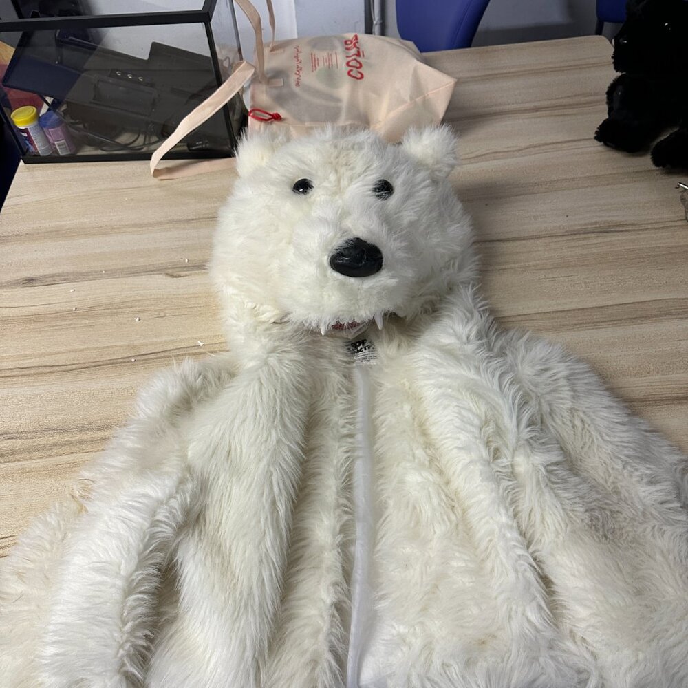Long polar bear Dress, with pawns on hands and long dress